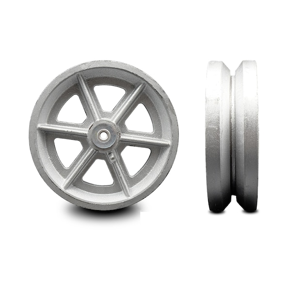 Service Caster SCC -8" Semi Steel Cast Iron V-Groove Wheel Only w/Roller Bearing- 1400 lbs Cpty SCC-VGR820 - main